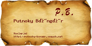 Putnoky Böngér névjegykártya